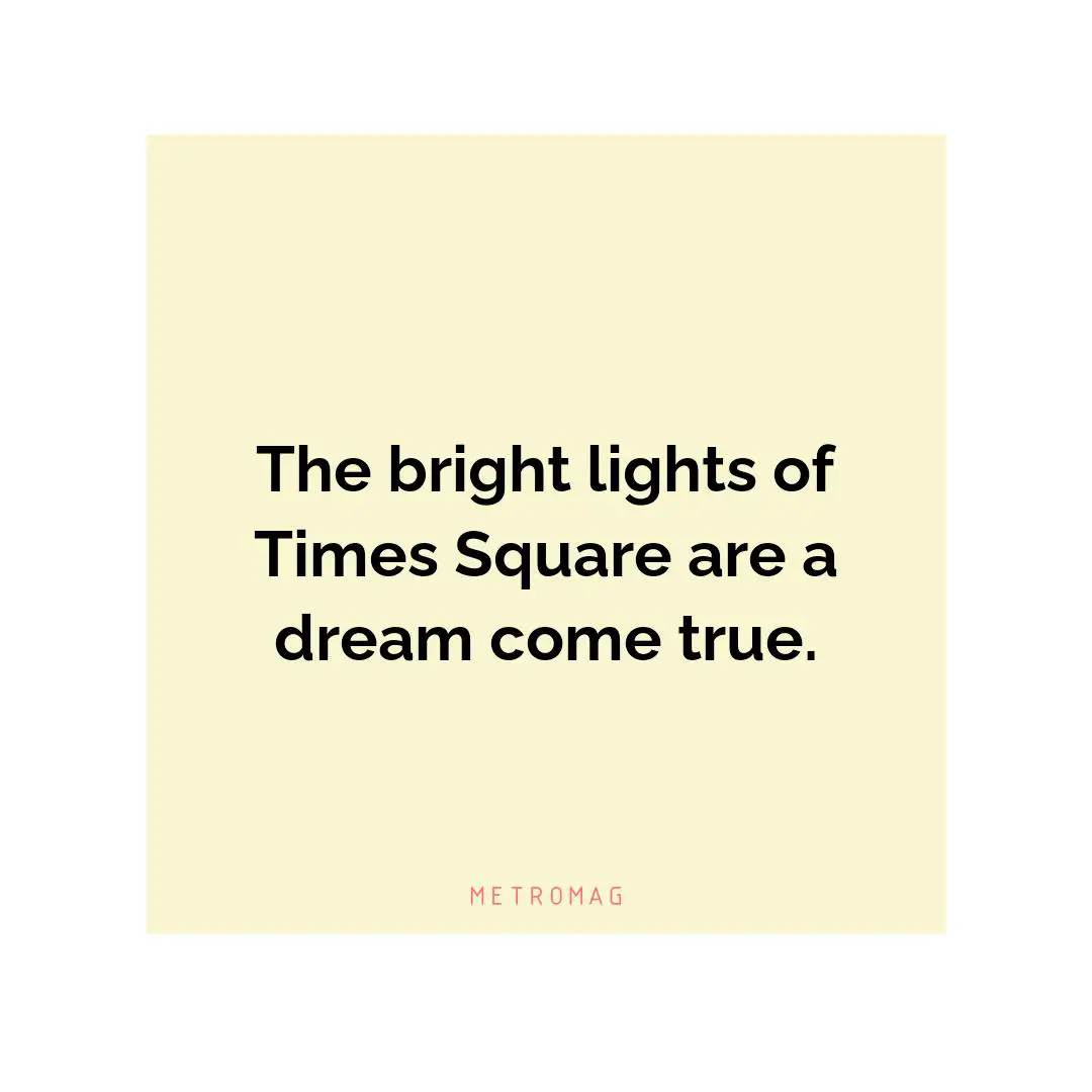 The bright lights of Times Square are a dream come true.