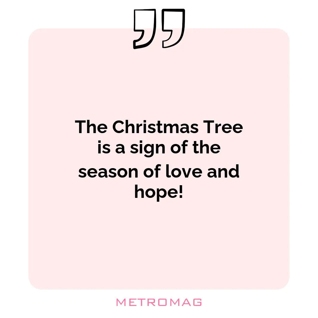 The Christmas Tree is a sign of the season of love and hope!
