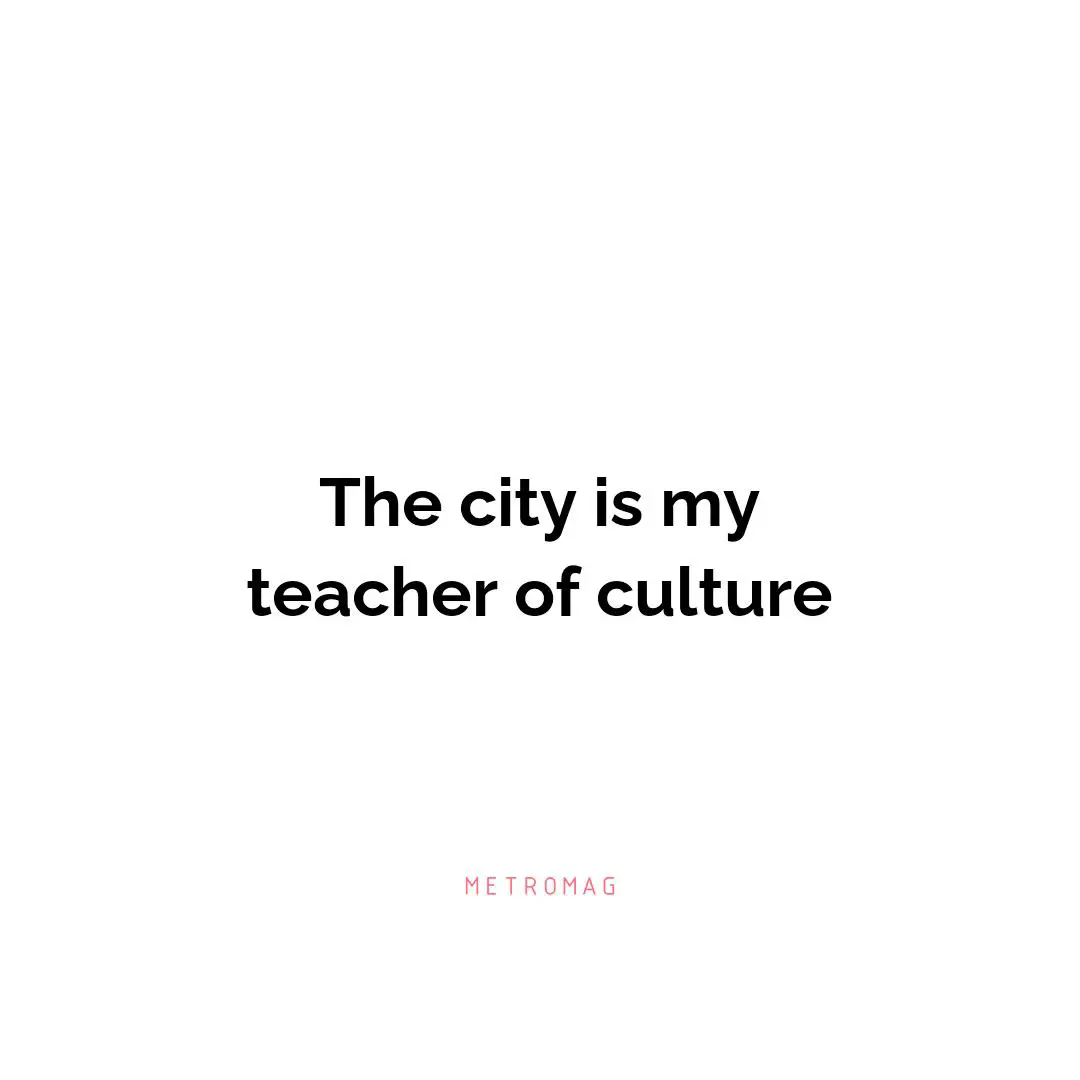 The city is my teacher of culture
