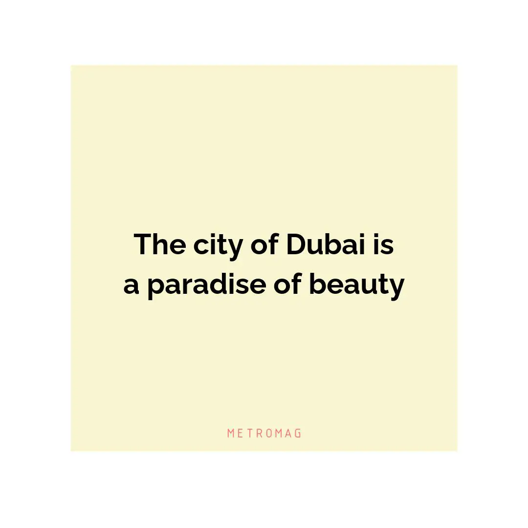 The city of Dubai is a paradise of beauty