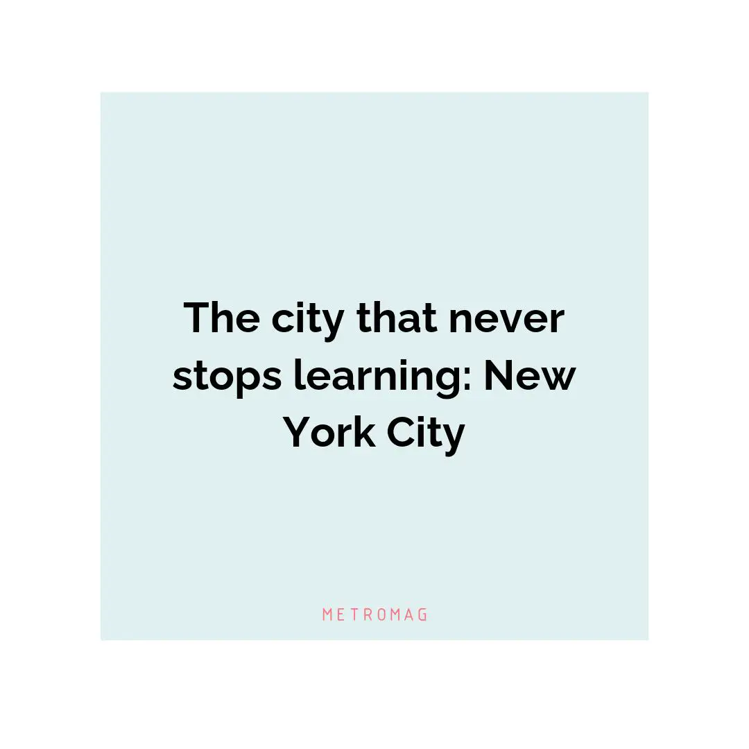 The city that never stops learning: New York City