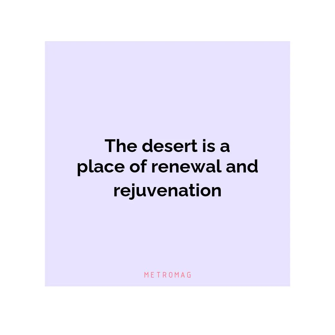 The desert is a place of renewal and rejuvenation