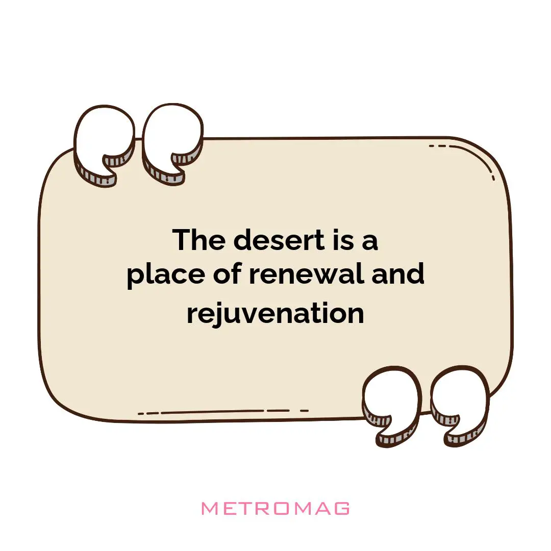 The desert is a place of renewal and rejuvenation