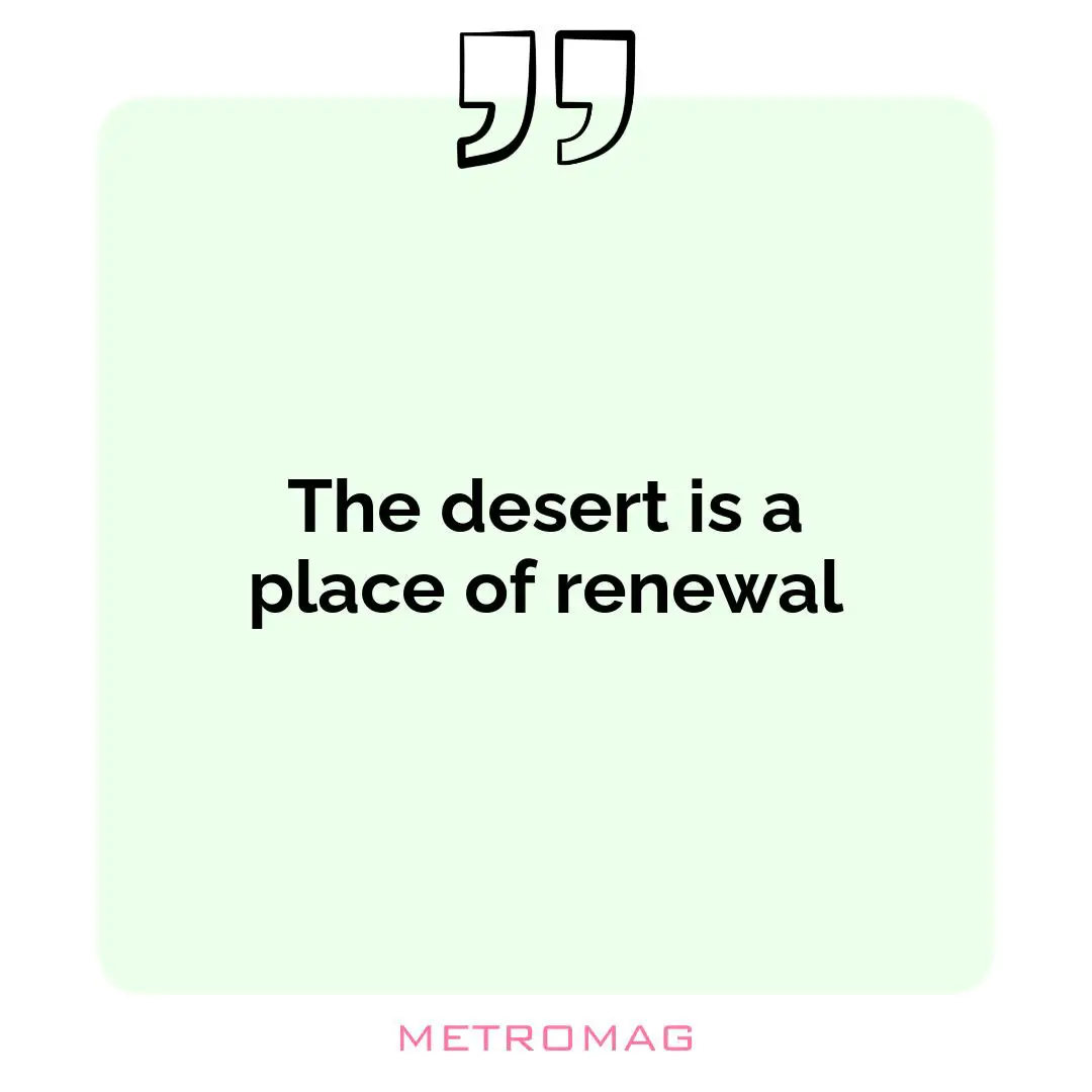 The desert is a place of renewal
