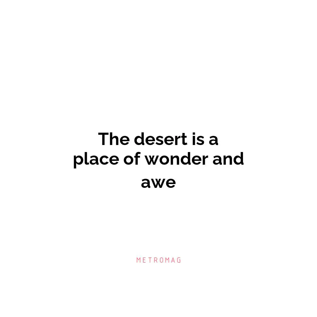 The desert is a place of wonder and awe