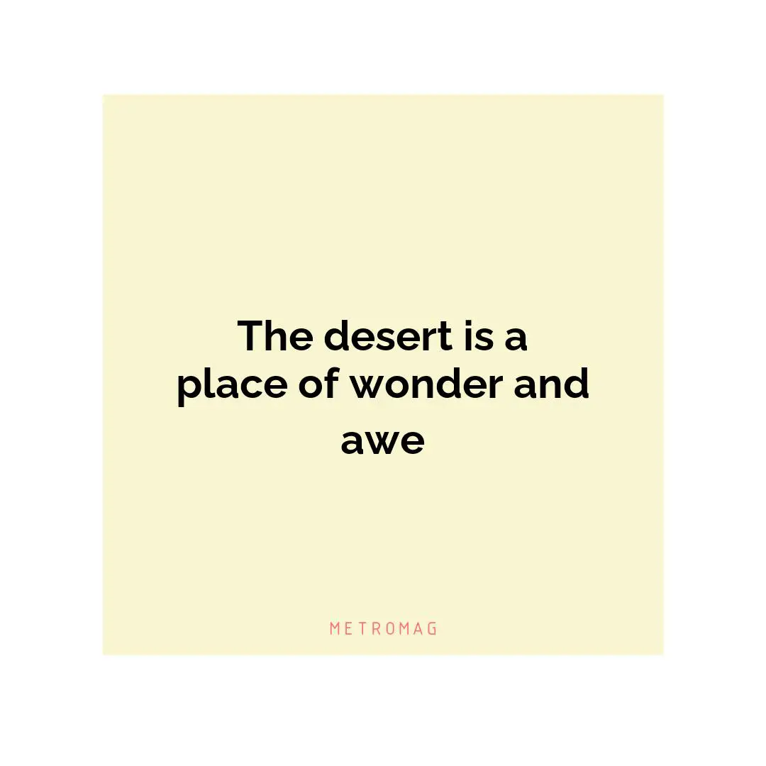 The desert is a place of wonder and awe