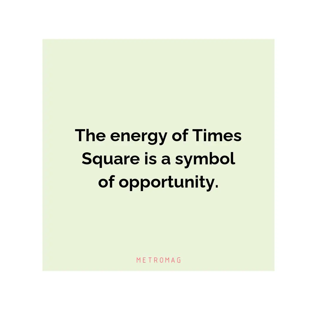 The energy of Times Square is a symbol of opportunity.