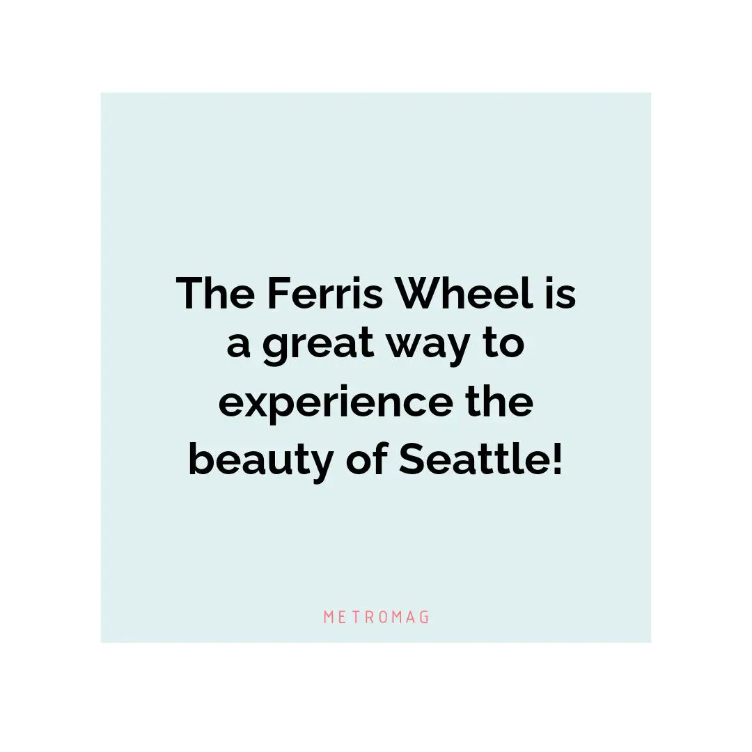 The Ferris Wheel is a great way to experience the beauty of Seattle!