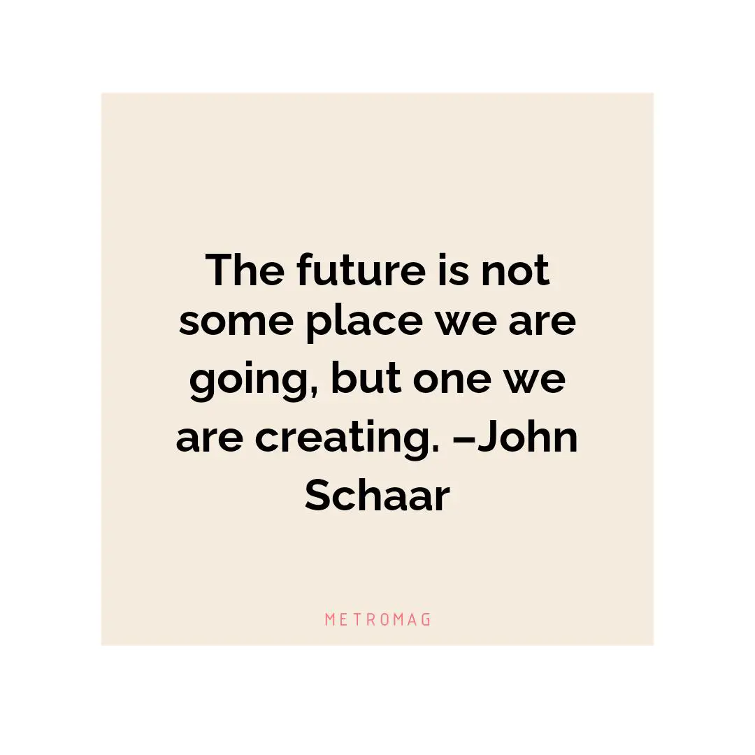The future is not some place we are going, but one we are creating. –John Schaar