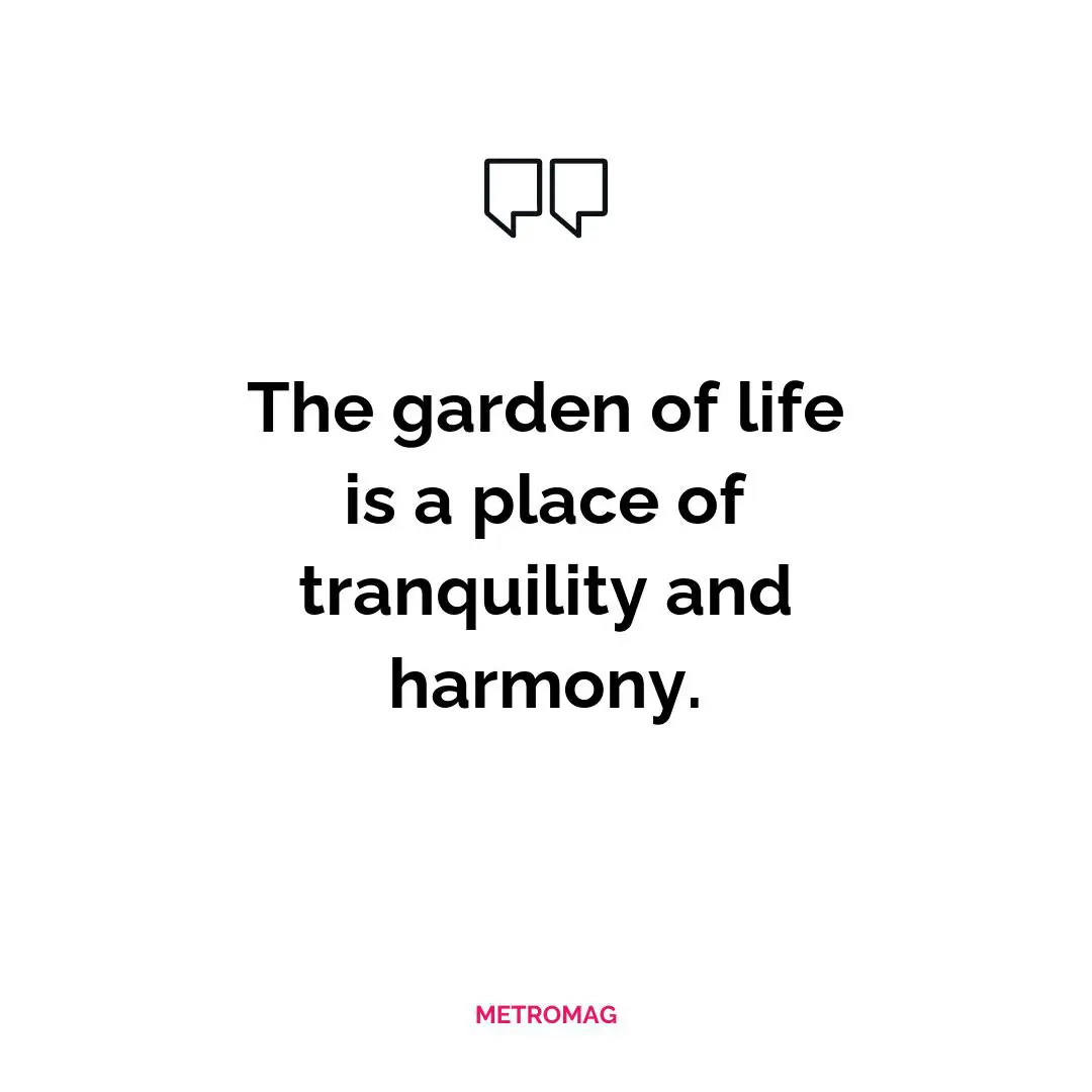 The garden of life is a place of tranquility and harmony.