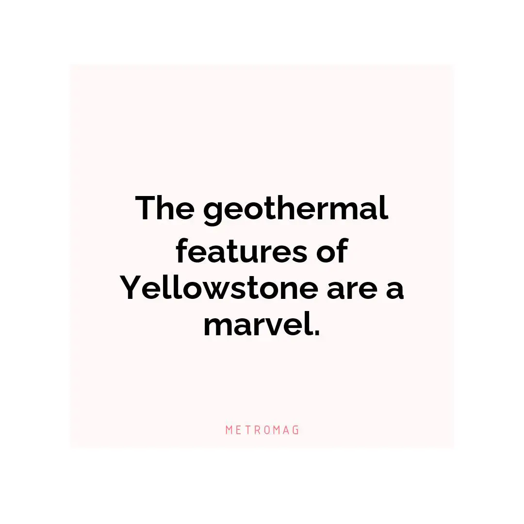 The geothermal features of Yellowstone are a marvel.