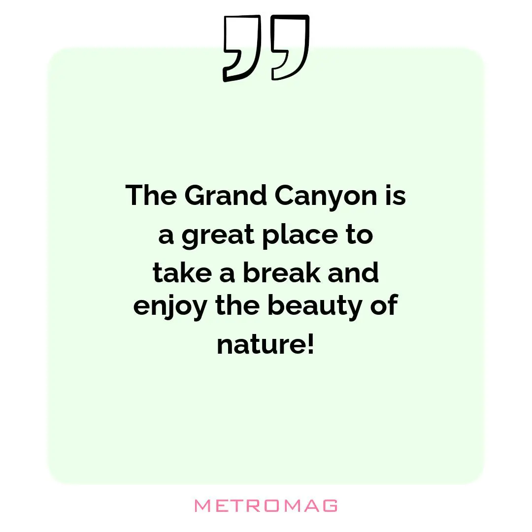 The Grand Canyon is a great place to take a break and enjoy the beauty of nature!