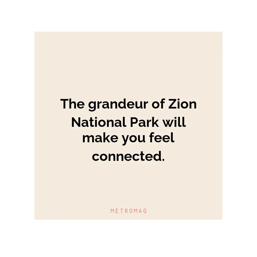 The grandeur of Zion National Park will make you feel connected.