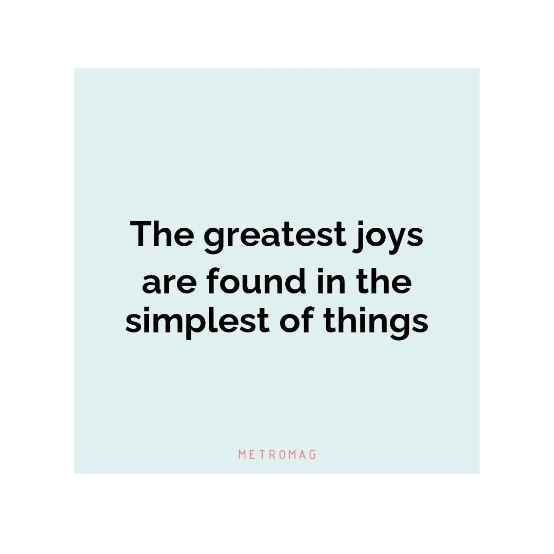 The greatest joys are found in the simplest of things