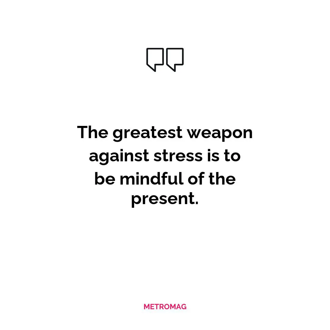The greatest weapon against stress is to be mindful of the present.