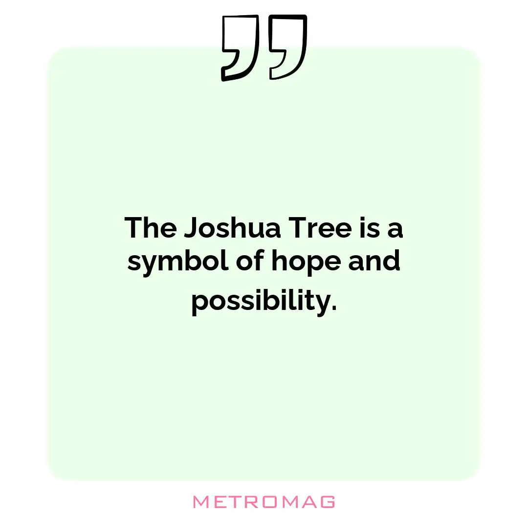 The Joshua Tree is a symbol of hope and possibility.