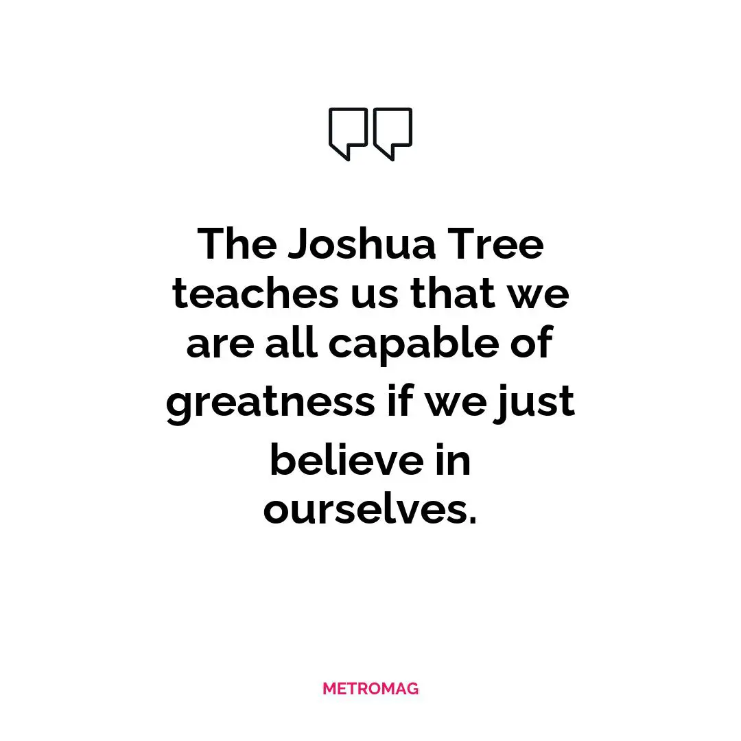 The Joshua Tree teaches us that we are all capable of greatness if we just believe in ourselves.