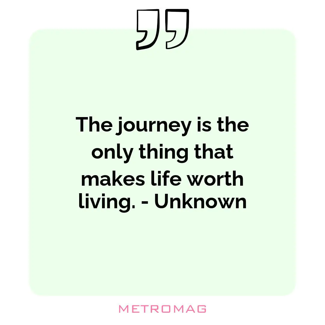 The journey is the only thing that makes life worth living. - Unknown