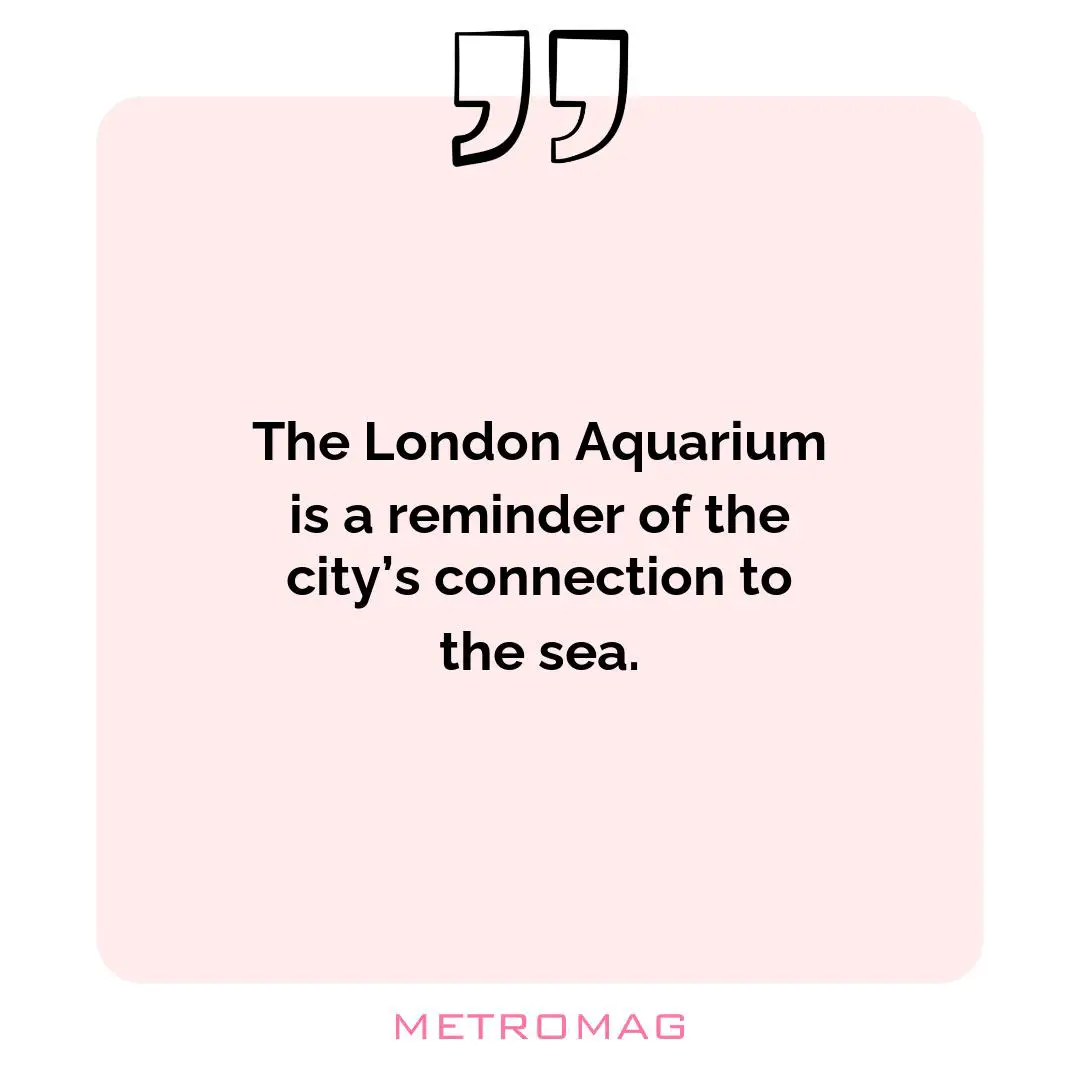 The London Aquarium is a reminder of the city’s connection to the sea.