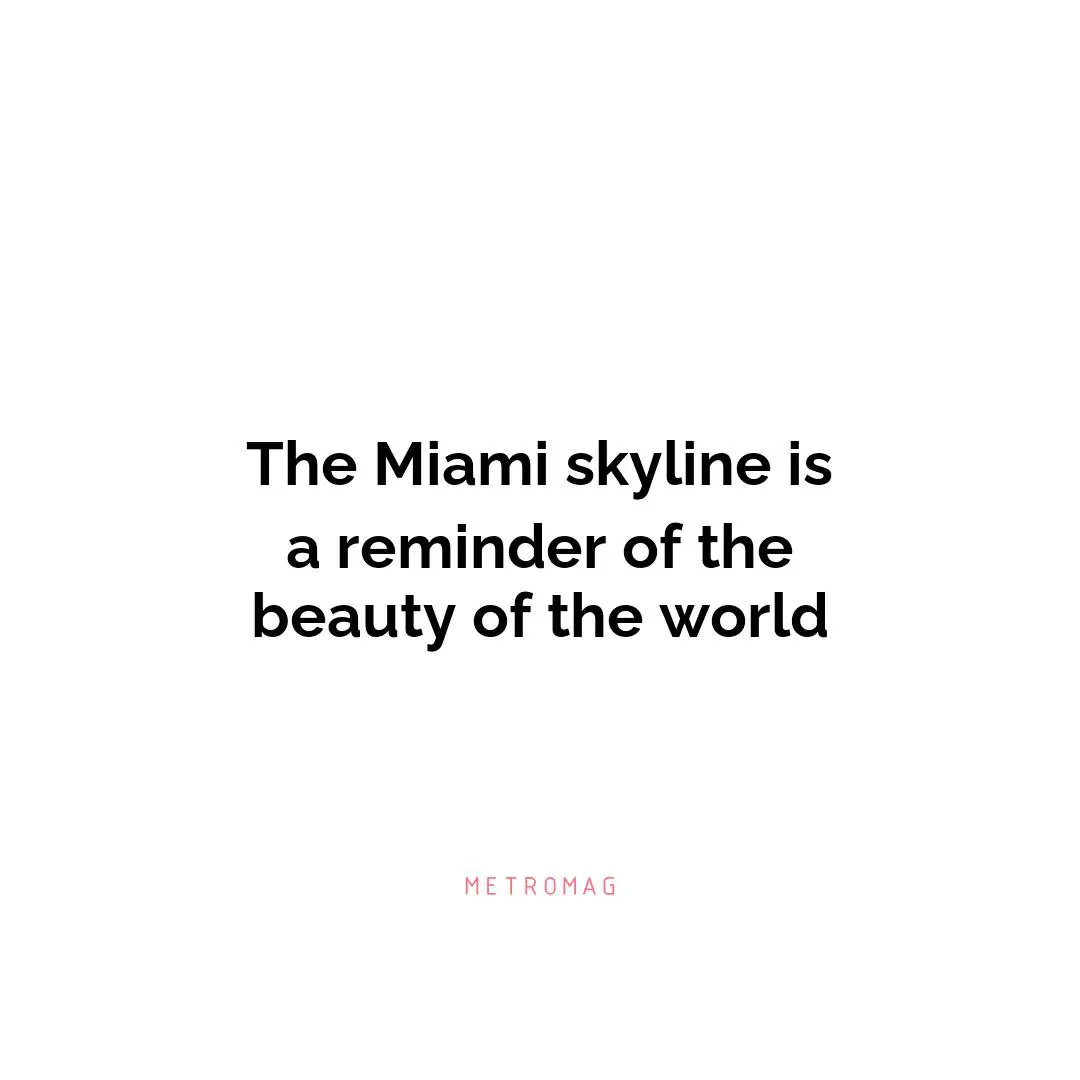 The Miami skyline is a reminder of the beauty of the world