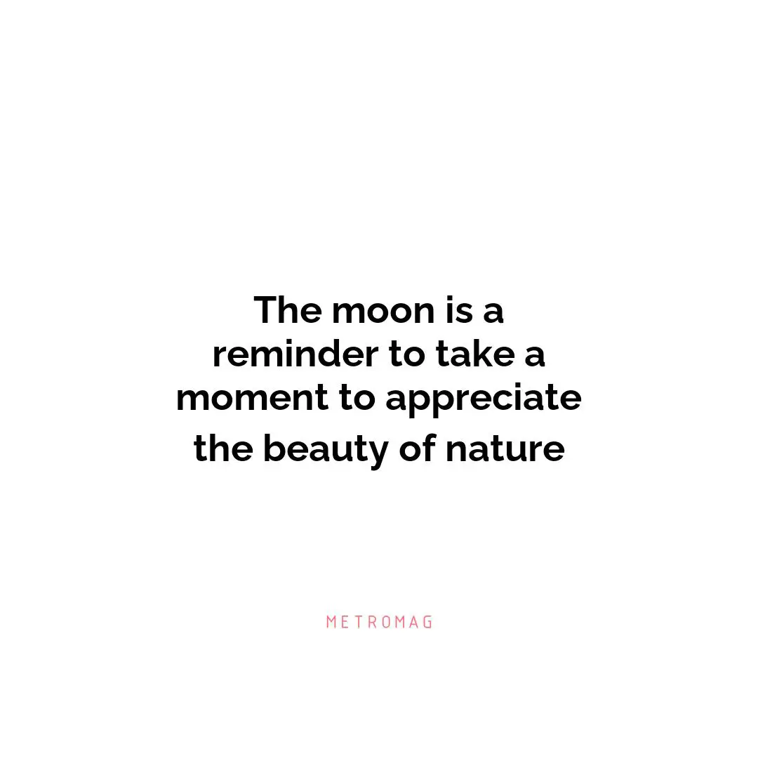 The moon is a reminder to take a moment to appreciate the beauty of nature