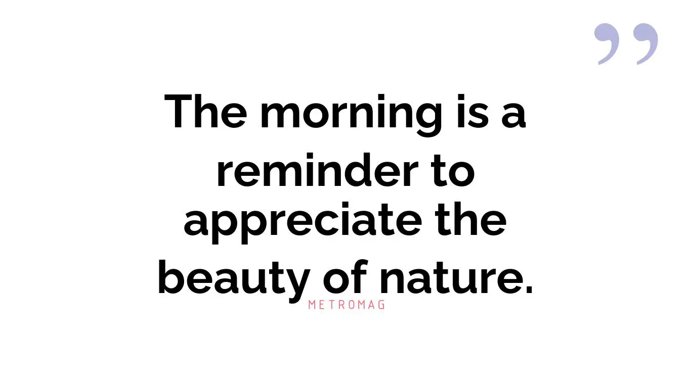 The morning is a reminder to appreciate the beauty of nature.