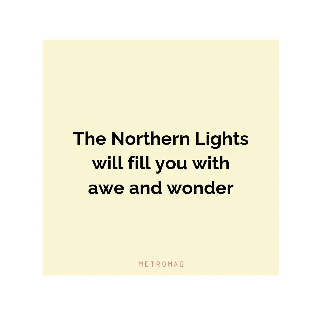 The Northern Lights will fill you with awe and wonder