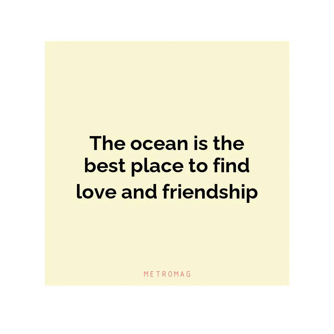 The ocean is the best place to find love and friendship