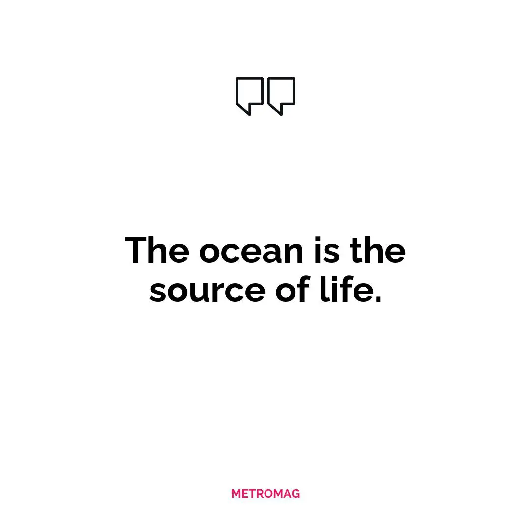 The ocean is the source of life.