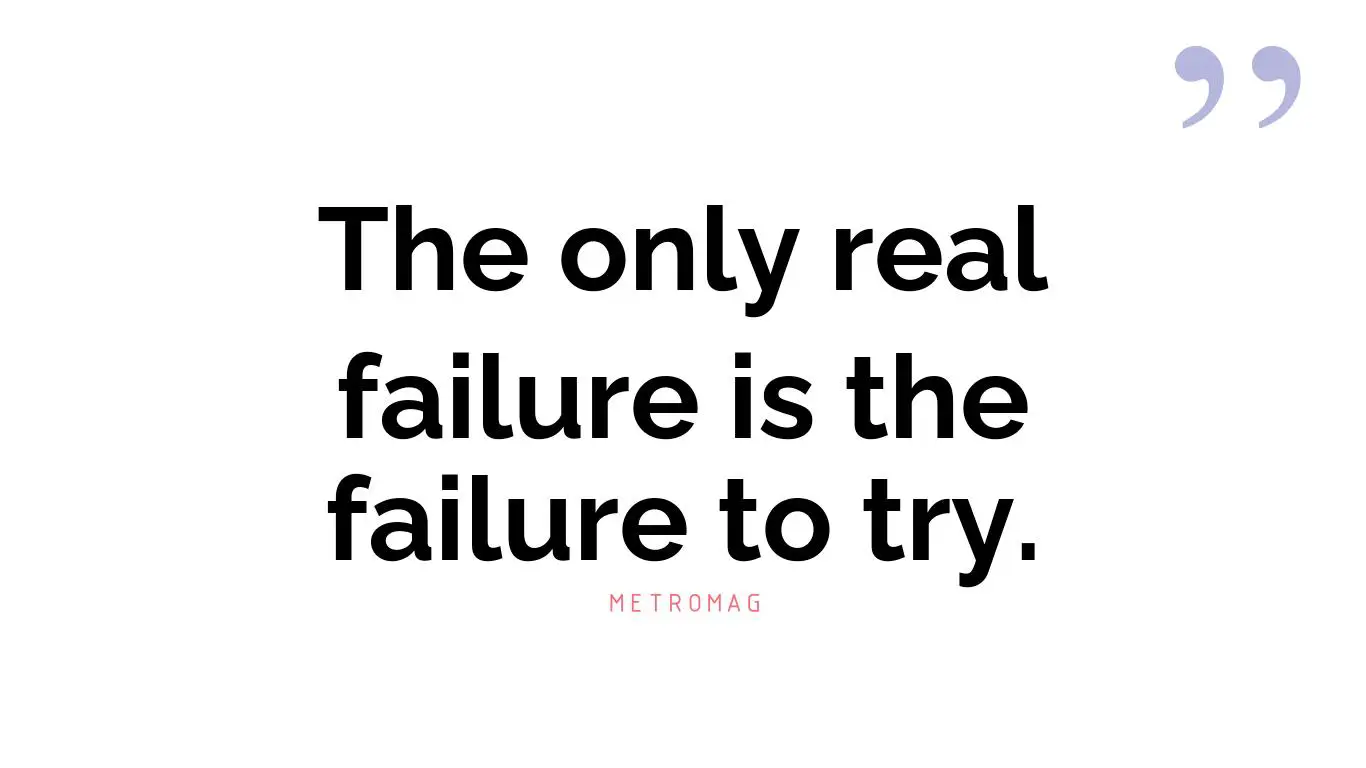 The only real failure is the failure to try.