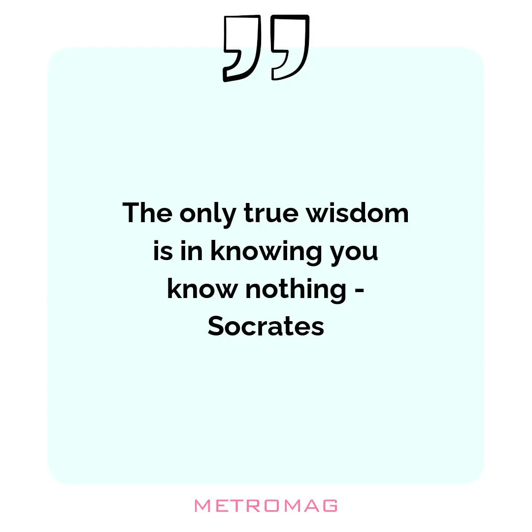 The only true wisdom is in knowing you know nothing - Socrates