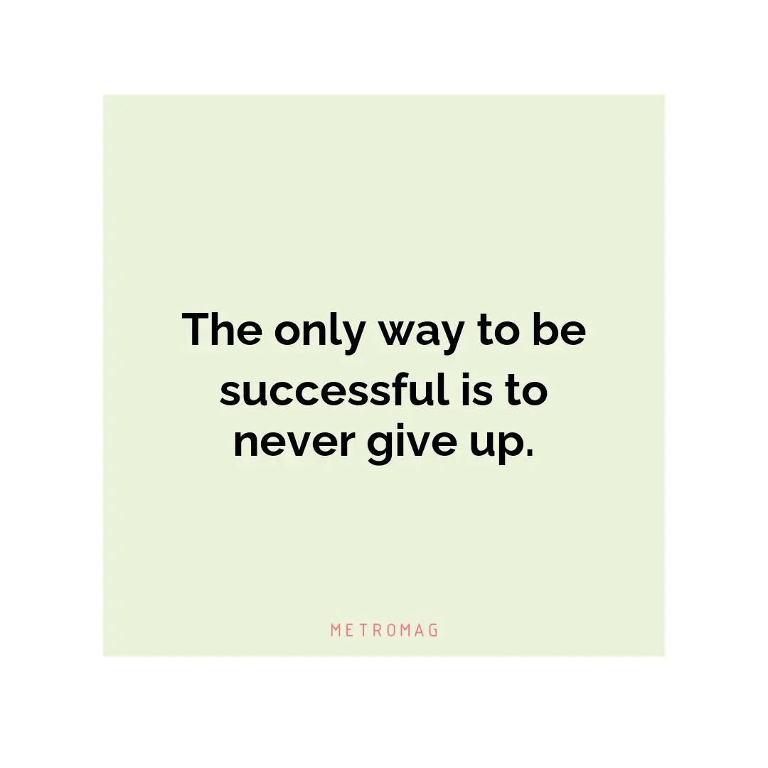 The only way to be successful is to never give up.