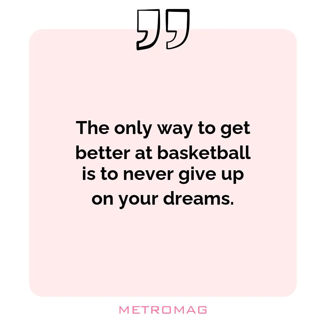 The only way to get better at basketball is to never give up on your dreams.