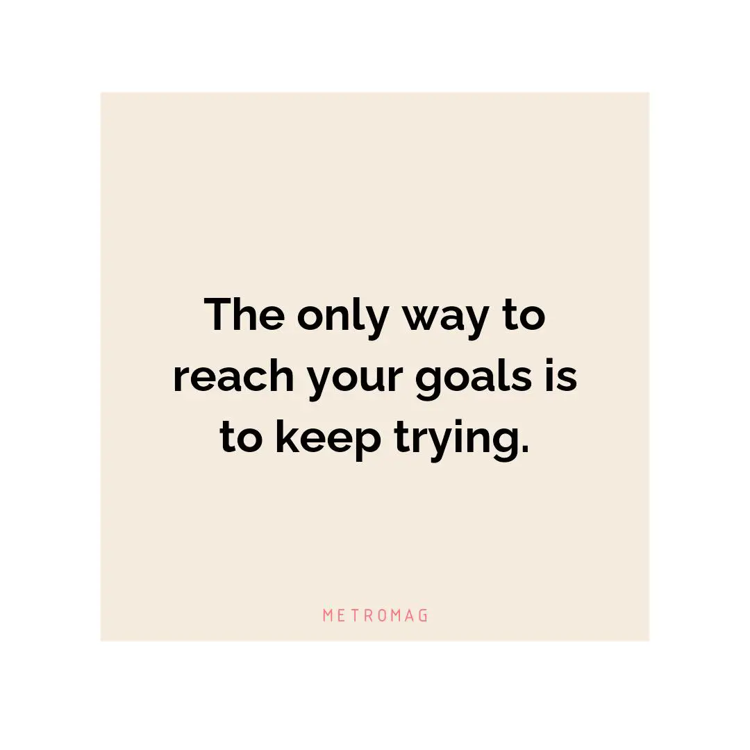 The only way to reach your goals is to keep trying.