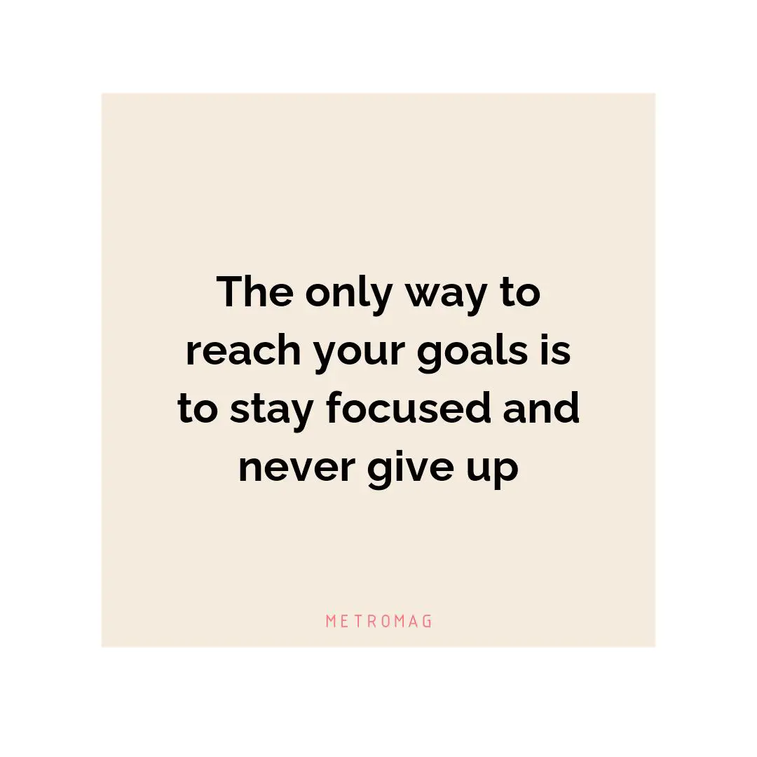 The only way to reach your goals is to stay focused and never give up