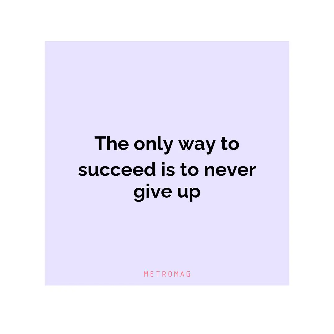 The only way to succeed is to never give up