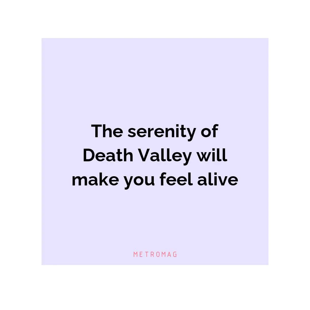 The serenity of Death Valley will make you feel alive