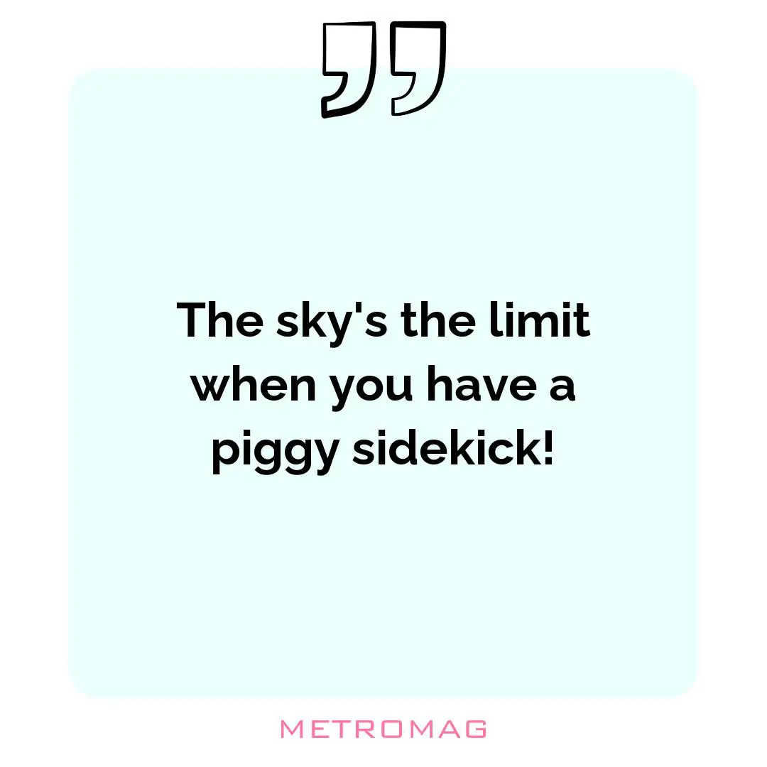 The sky's the limit when you have a piggy sidekick!