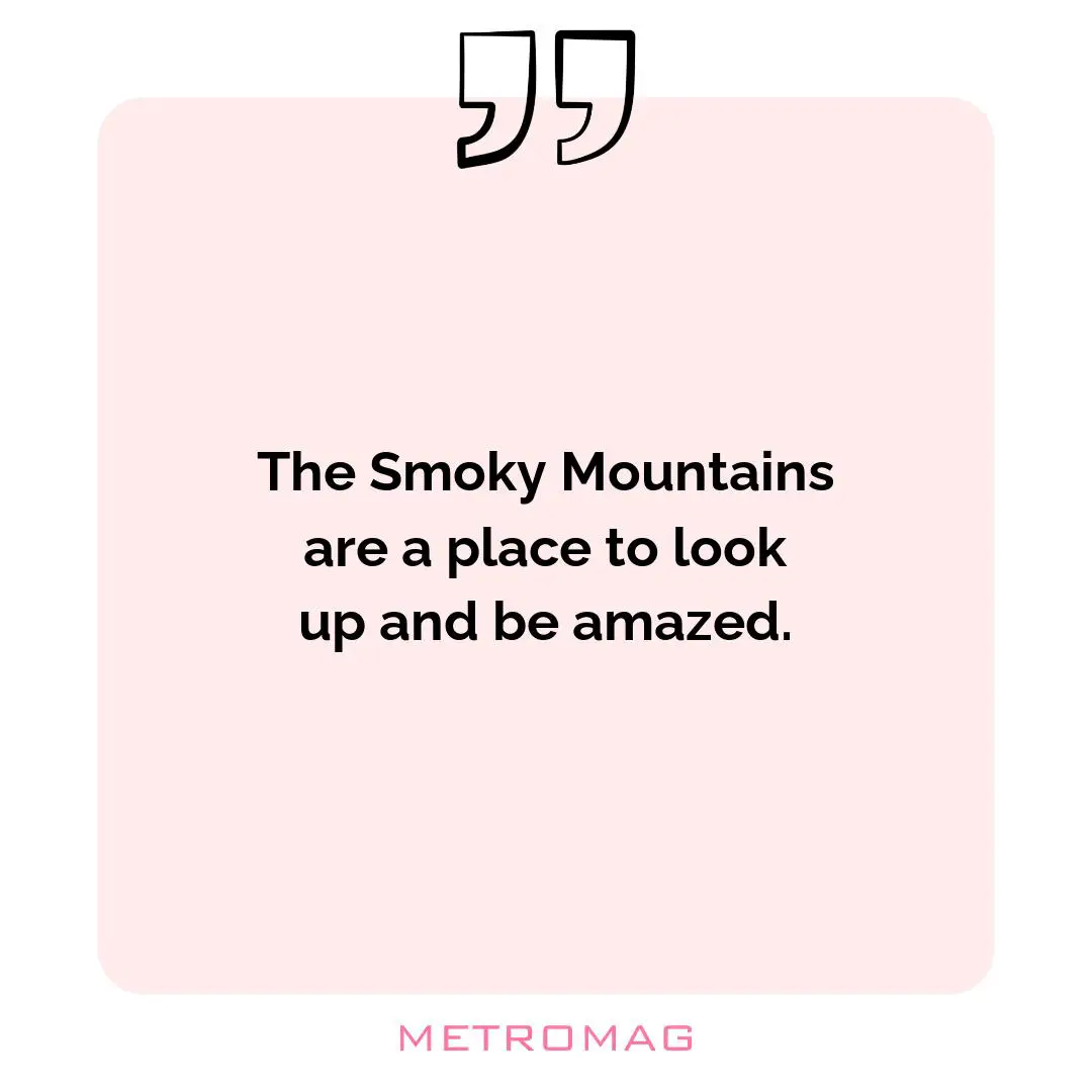The Smoky Mountains are a place to look up and be amazed.