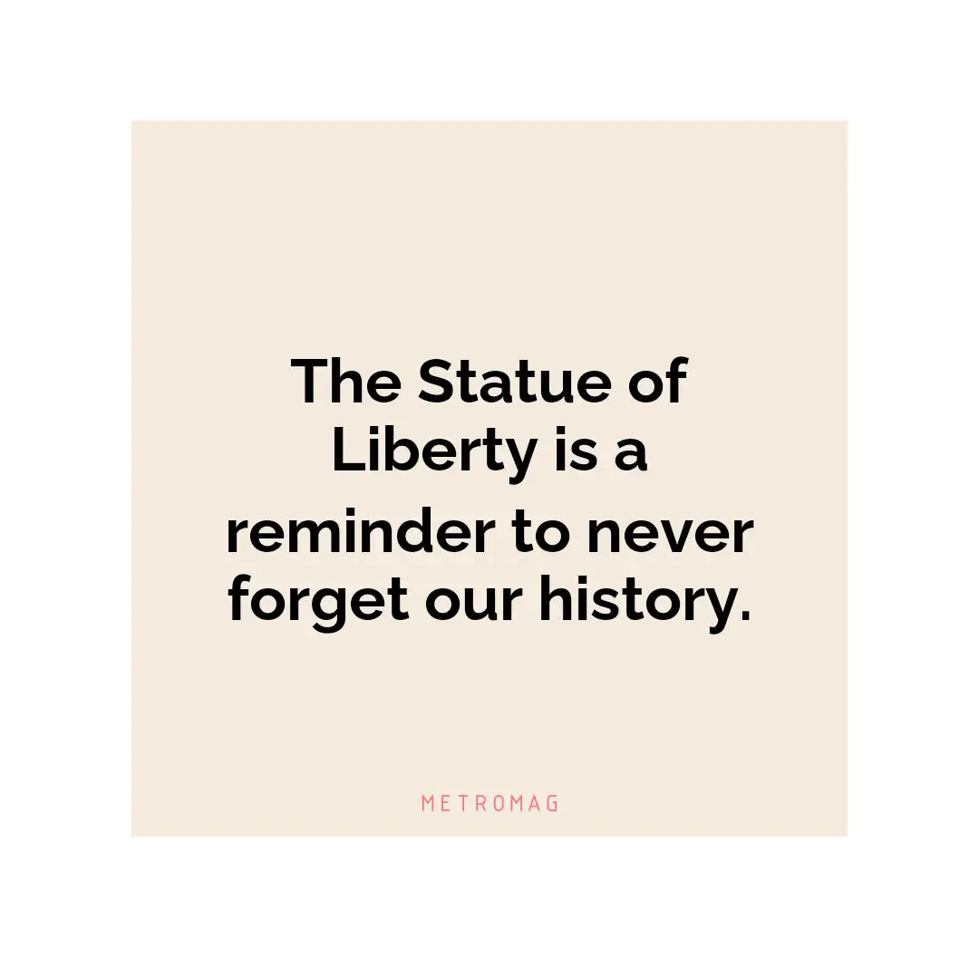 The Statue of Liberty is a reminder to never forget our history.