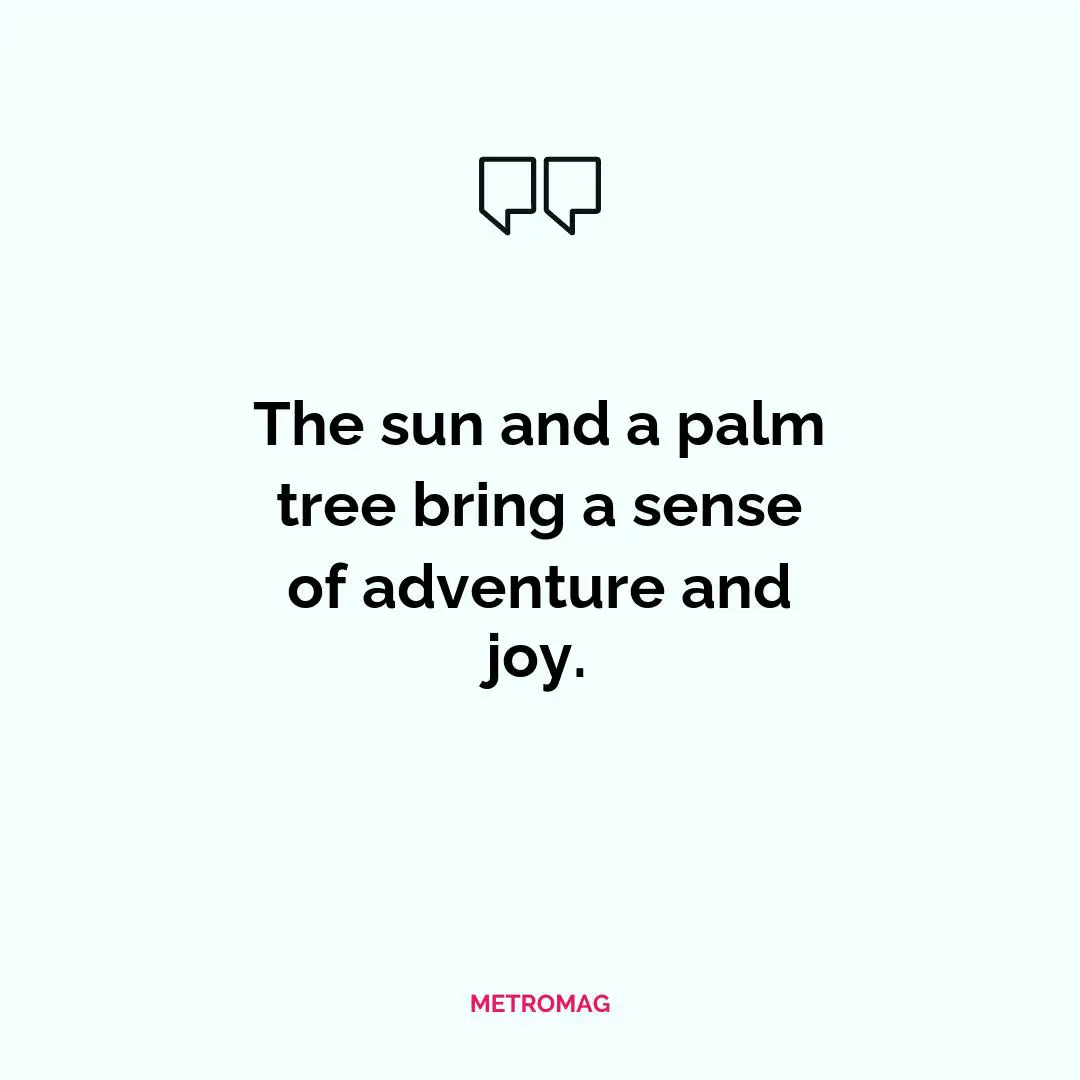 The sun and a palm tree bring a sense of adventure and joy.