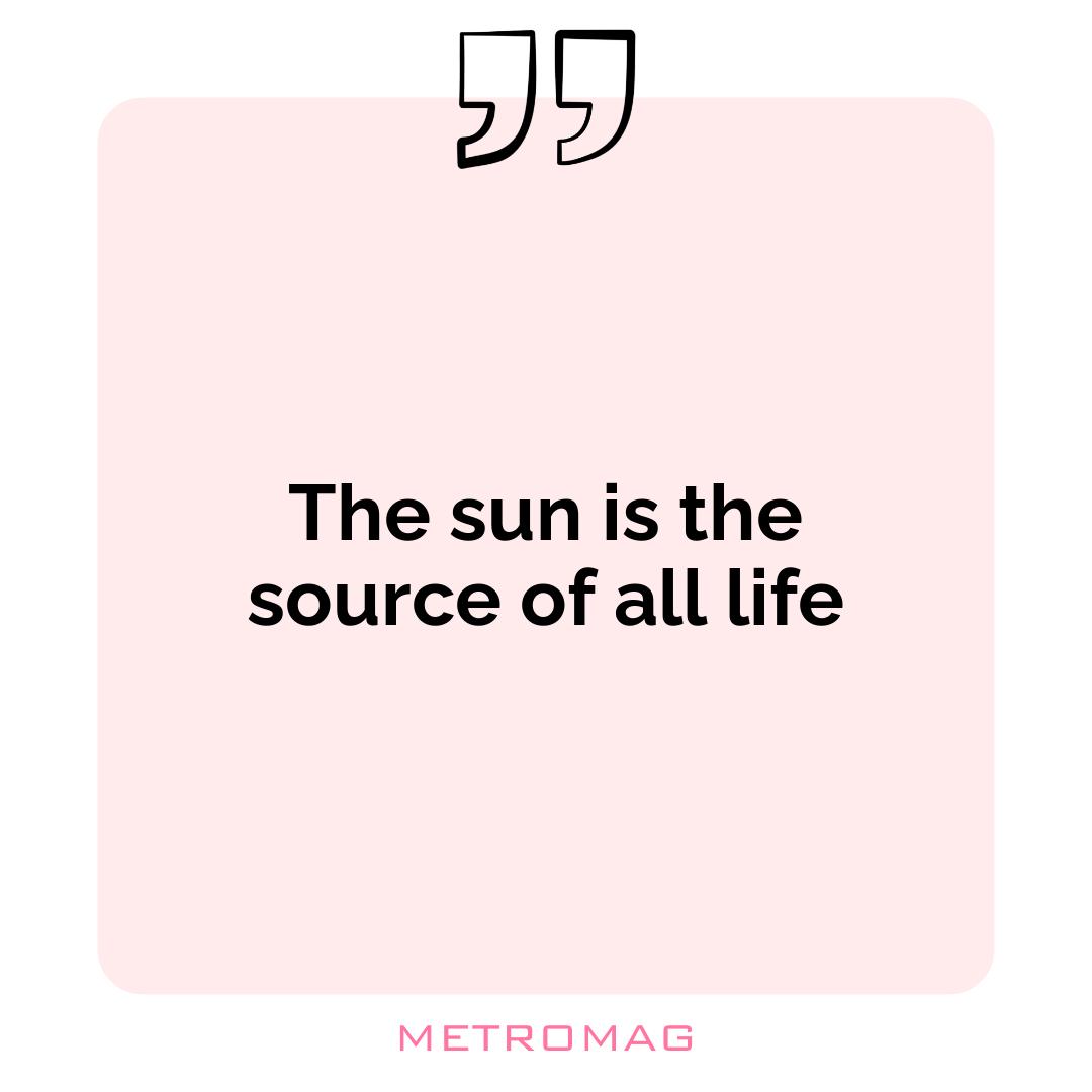 The sun is the source of all life