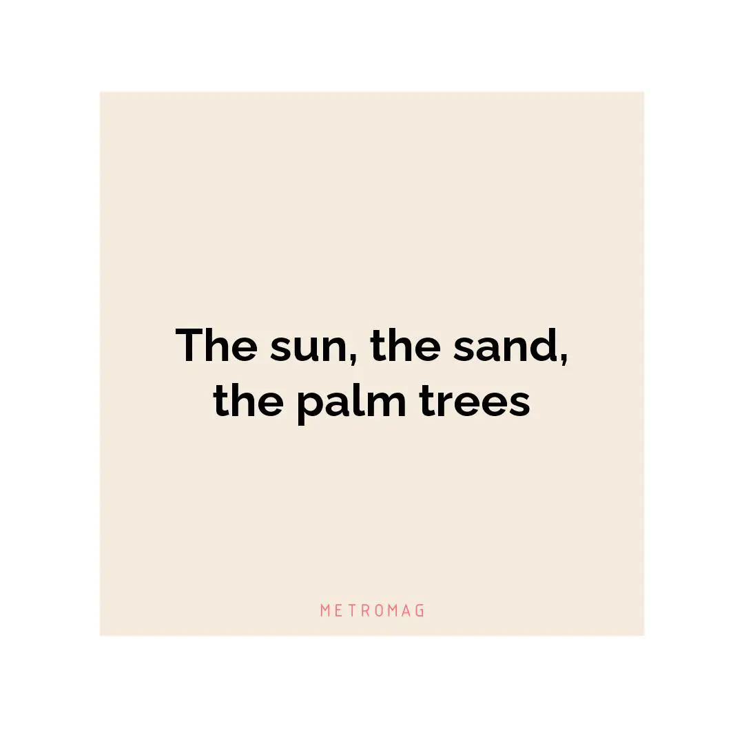 The sun, the sand, the palm trees