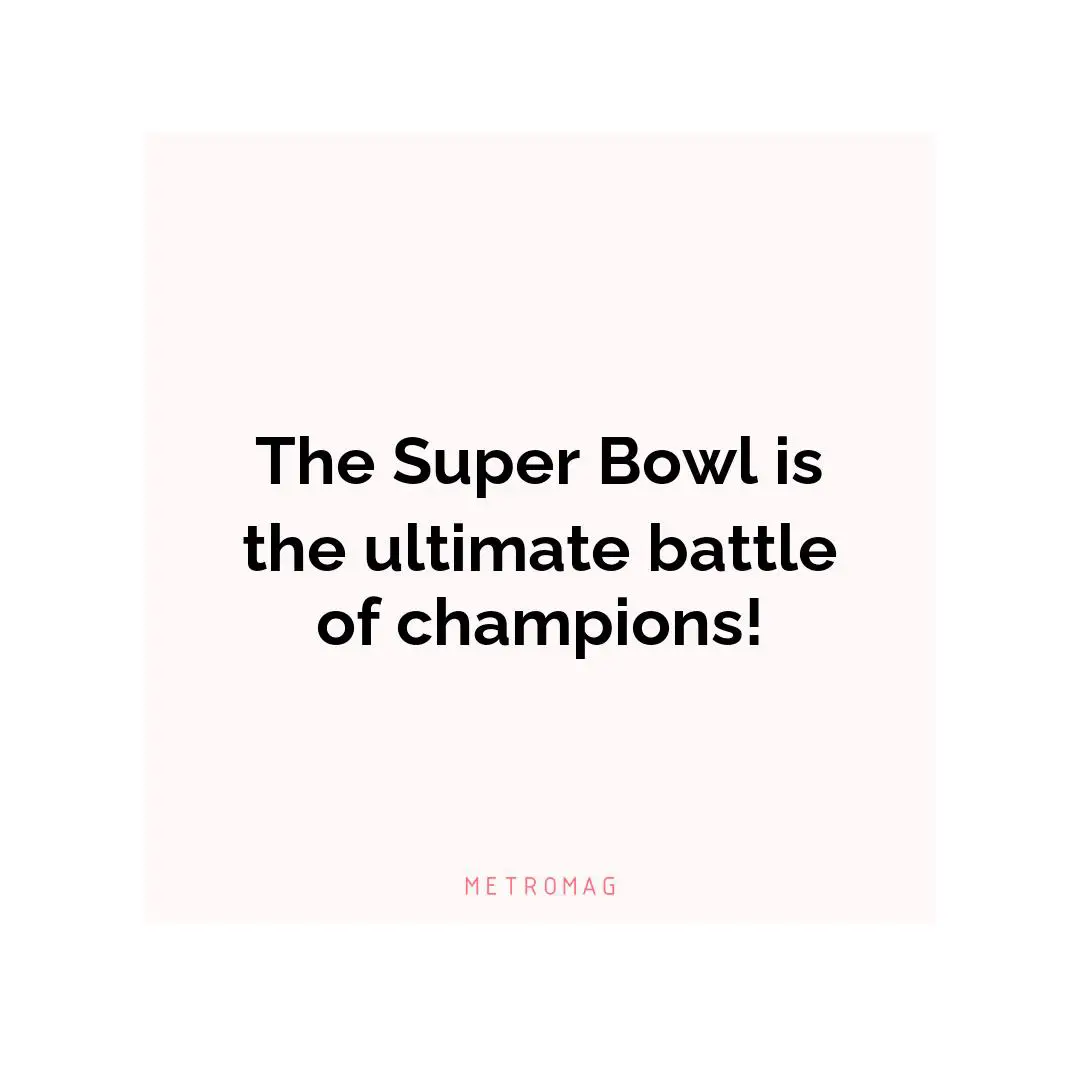 The Super Bowl is the ultimate battle of champions!