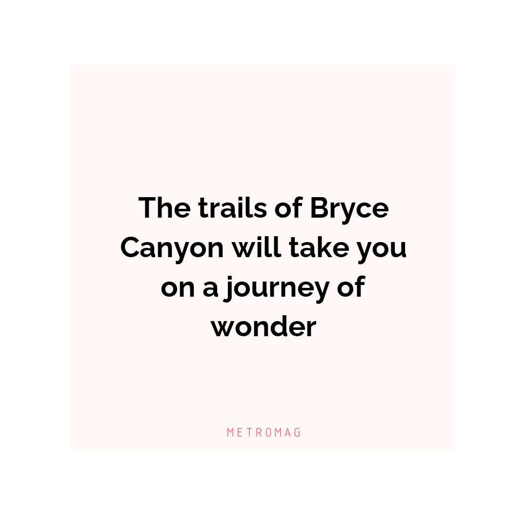 The trails of Bryce Canyon will take you on a journey of wonder