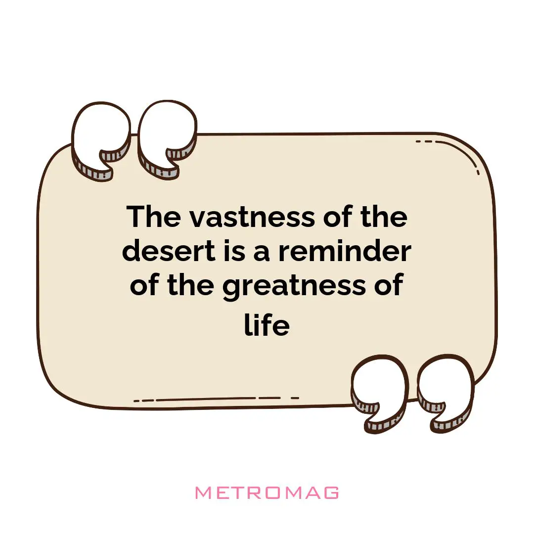 The vastness of the desert is a reminder of the greatness of life