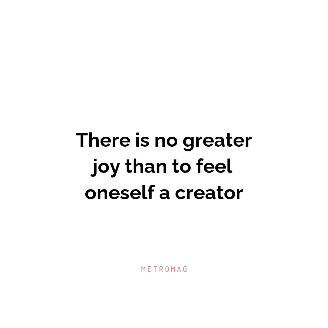 There is no greater joy than to feel oneself a creator
