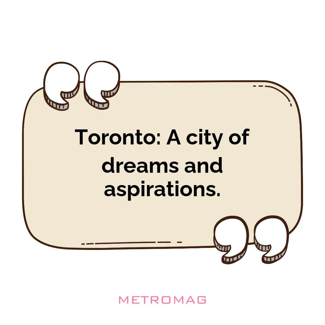 Toronto: A city of dreams and aspirations.