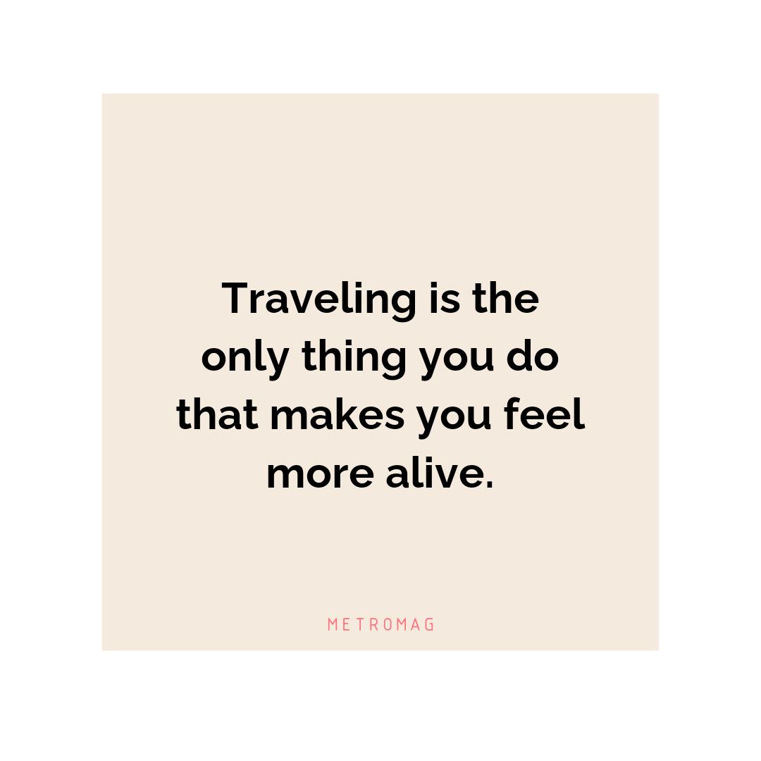 Traveling is the only thing you do that makes you feel more alive.