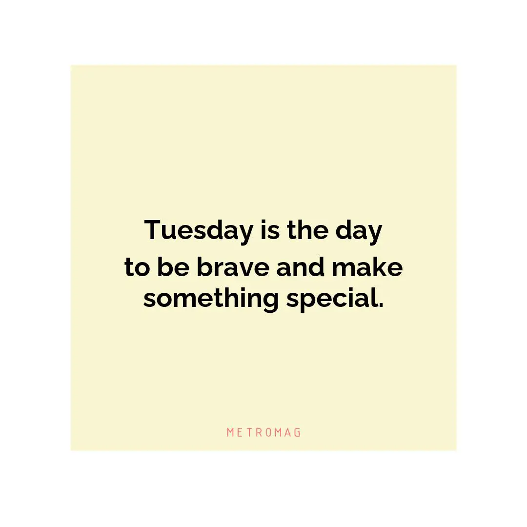 Tuesday is the day to be brave and make something special.